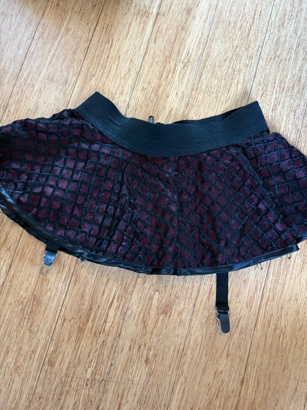 Catherine Coatney Black Mini Skirt With Garters Goth Dominatrix Size M